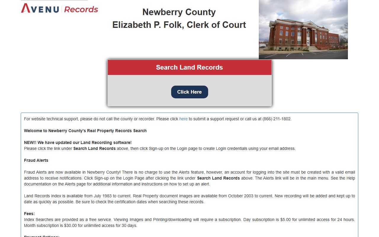 Newberry County Clerk of Court Avenu real property records search