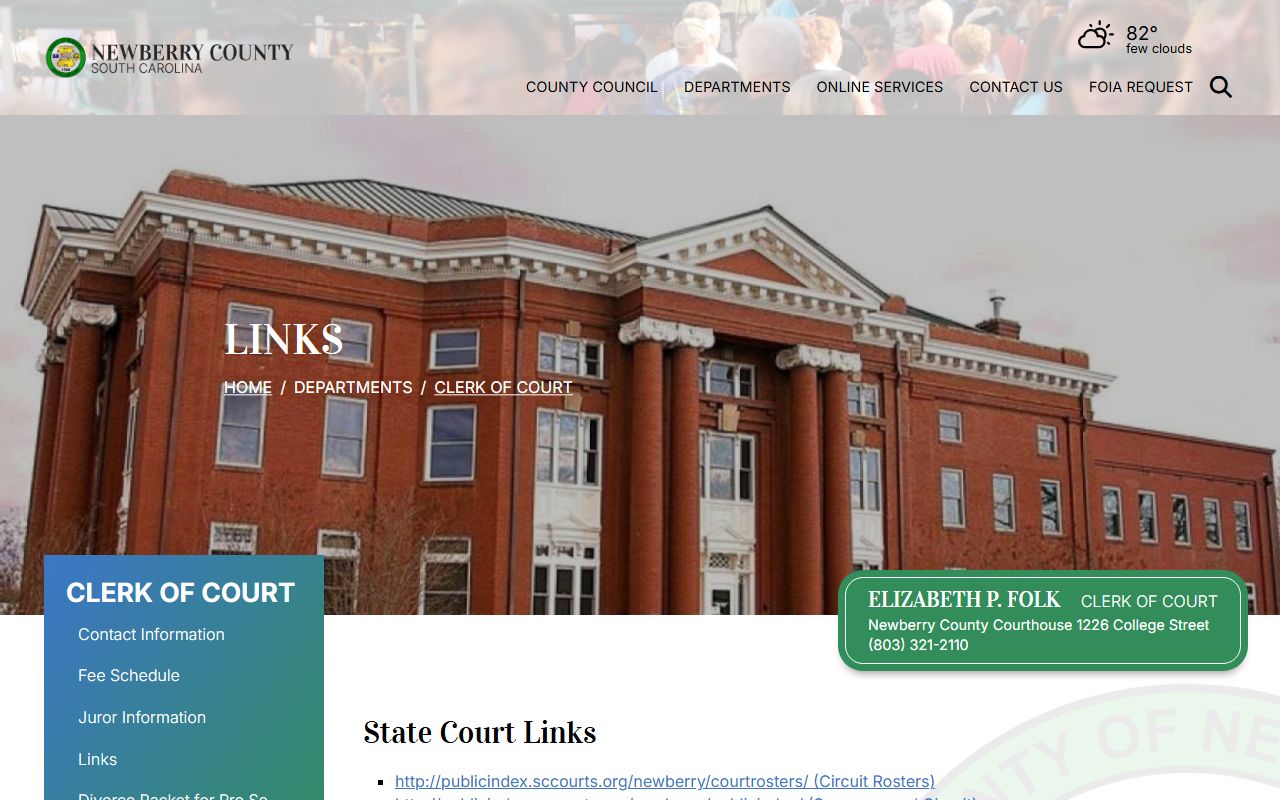 Newberry County Clerk of Court links for Public Index court records