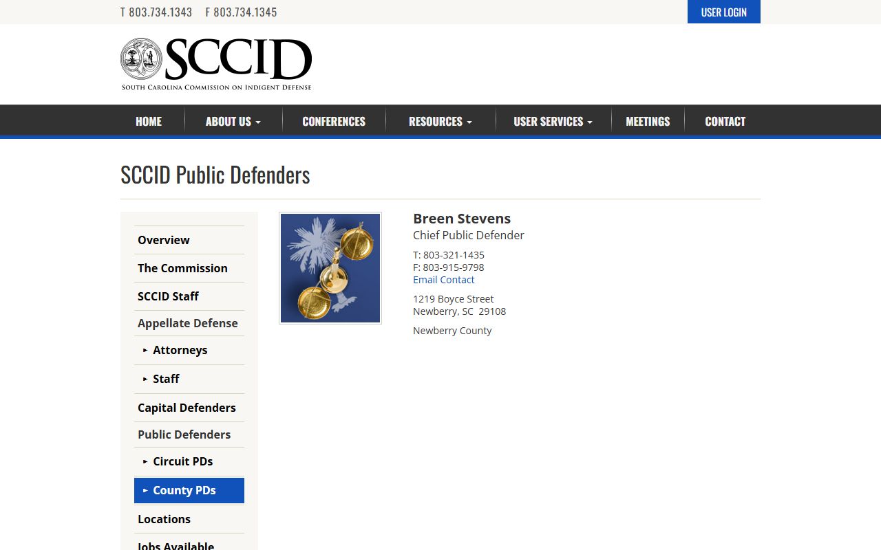 Newberry County criminal court records public defender profile screenshot