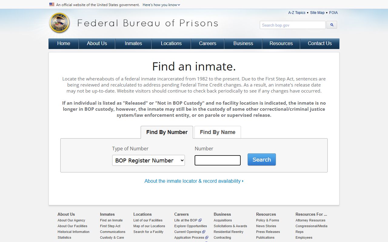 Federal inmate locator separate from Newberry County Circuit Court criminal records