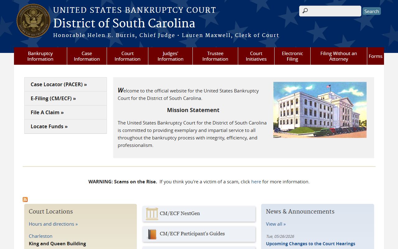 South Carolina bankruptcy court records separate from Newberry County Circuit Court