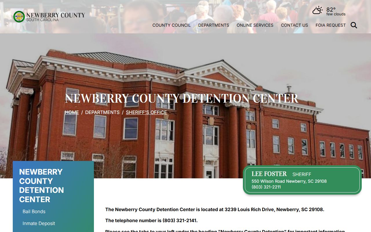 Newberry County inmate records Detention Center page