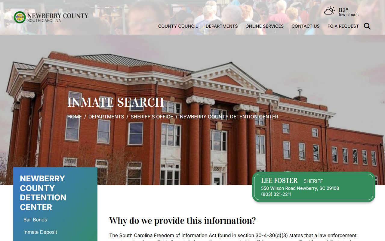 Newberry County inmate search temporary unavailable notice