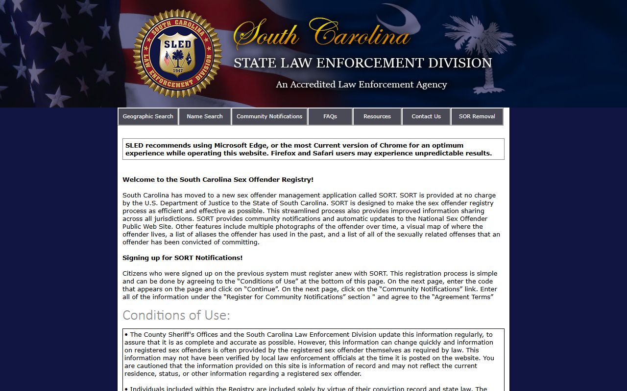 Newberry County inmate records SLED sex offender registry search