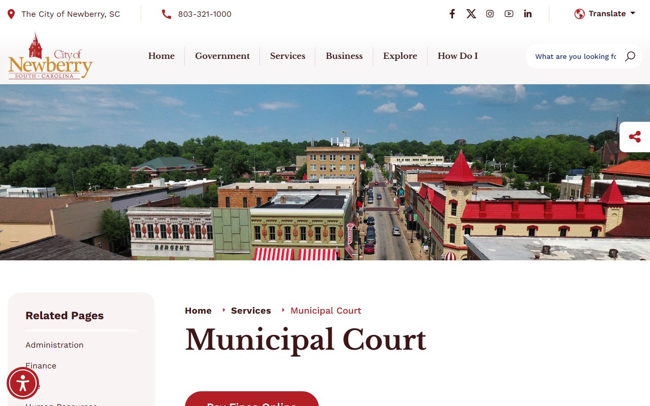 Newberry County traffic court records City of Newberry Municipal Court page