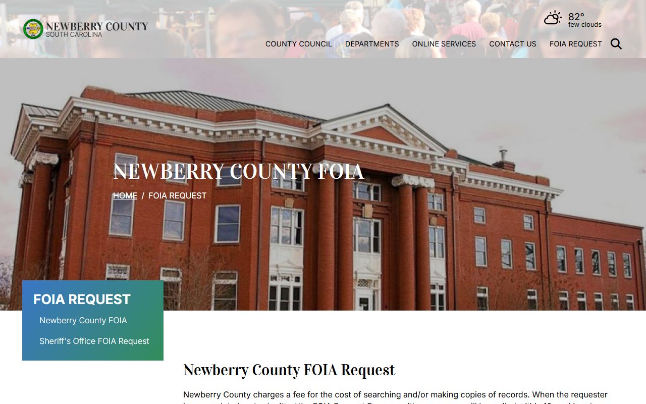 Newberry County court records FOIA request page