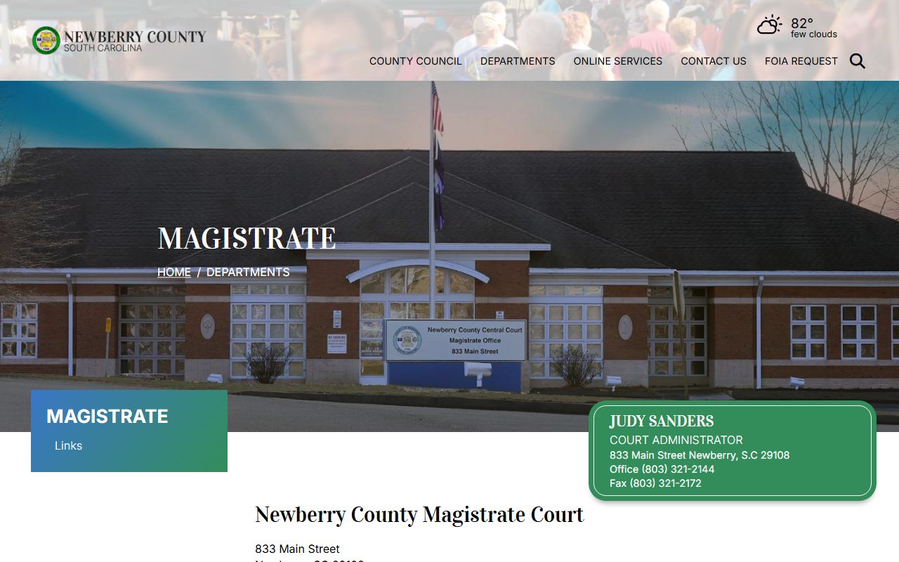 Newberry County warrant and court records Magistrate Court page