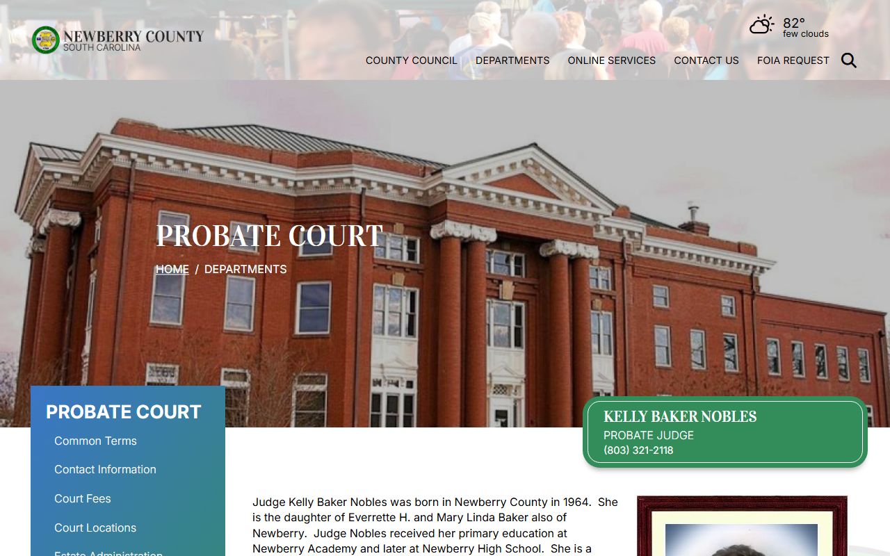 Newberry County Probate Court records home page