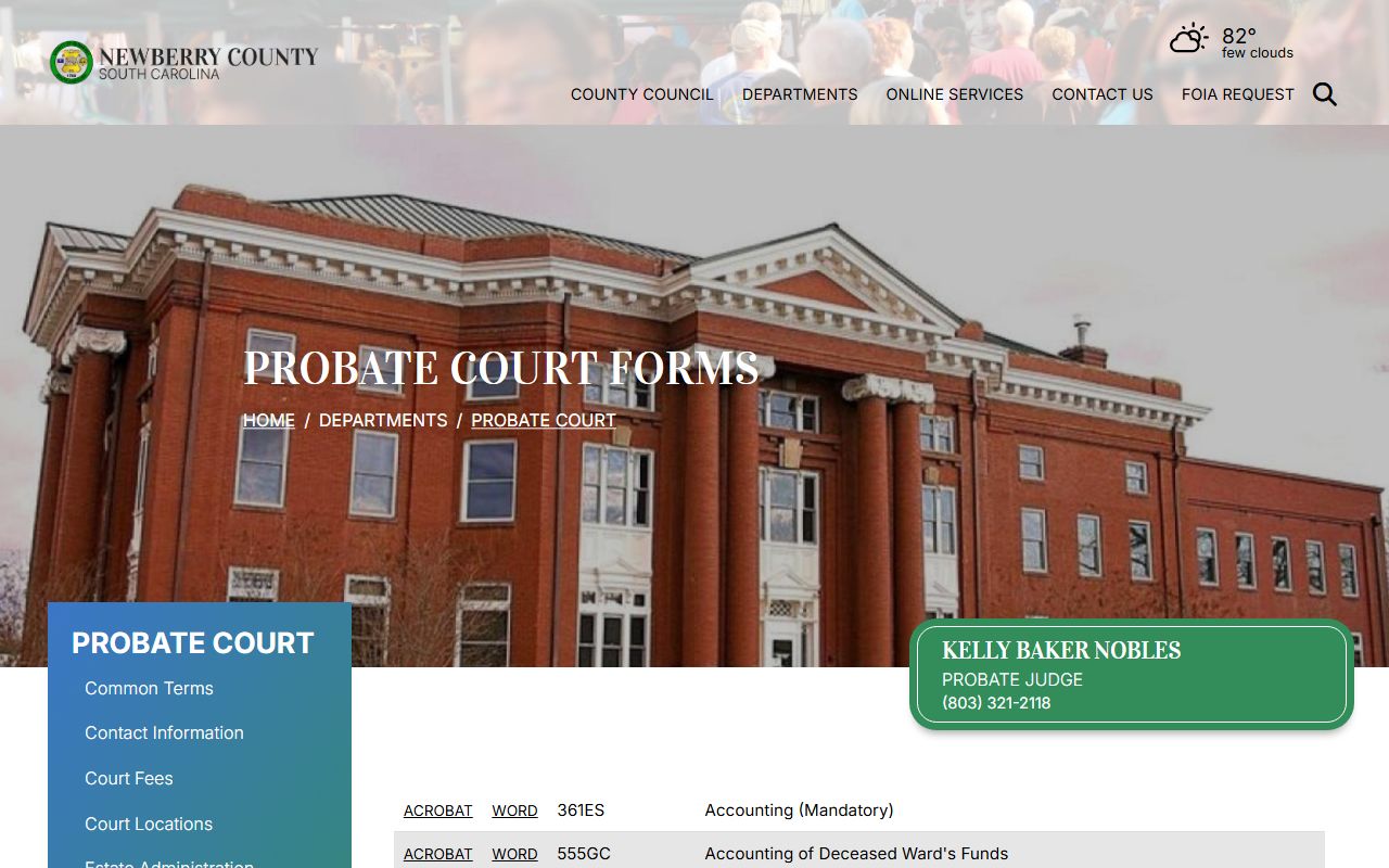 Newberry County probate records forms page