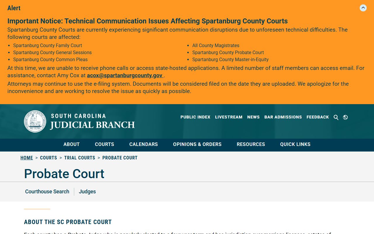 Newberry County Probate Court statewide jurisdiction source