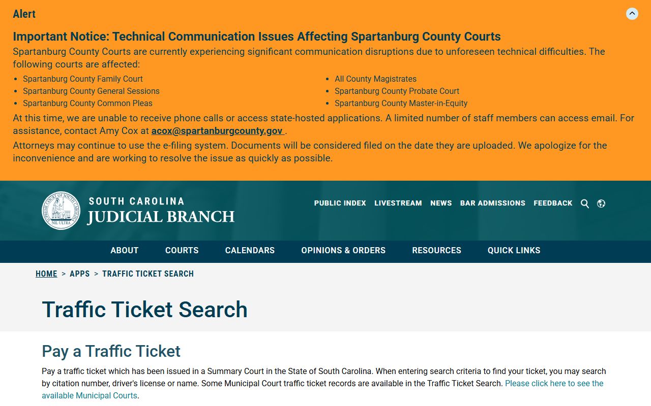 Newberry County traffic court records SC traffic ticket search