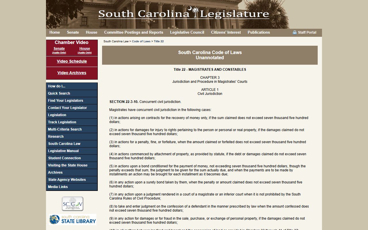 Newberry County traffic court records Magistrate Court statutes