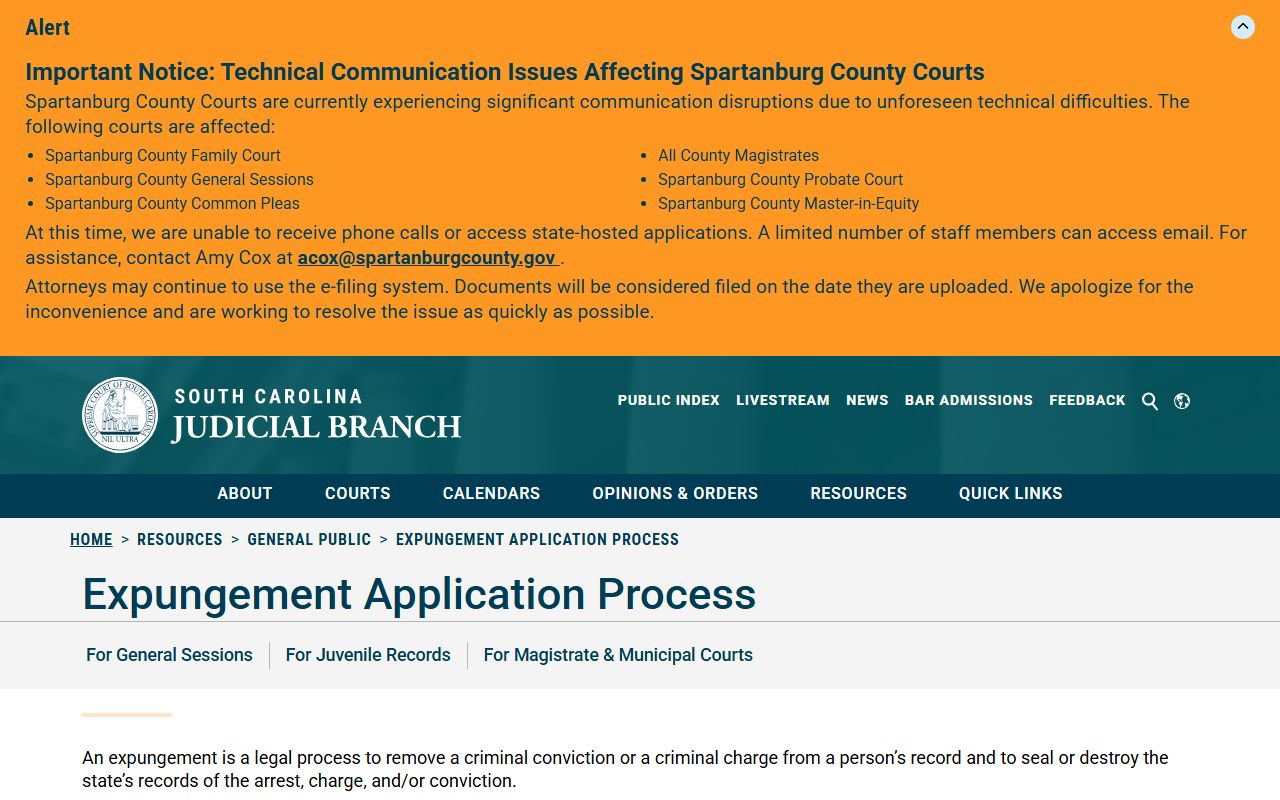 Newberry County warrant records expungement limits